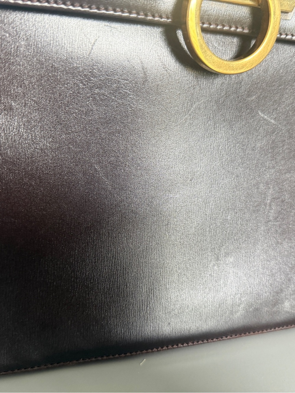 Vintage Salvatore Ferragamo Gancini 0212181 Brown Leather Top Handle Bag - Picture 5 of 10